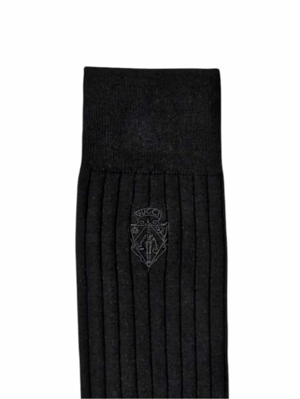 Gucci Knit Cotton Embroidered Crest Socks Black Medium Made Italy NWT Men's